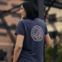 T-SHIRT USA FLAG LOGO FEMME, BLEU