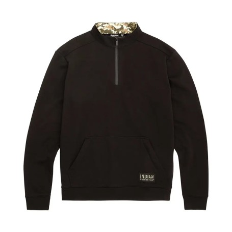 PULL A COL ZIPPE DOUBLE CAMOUFLAGE POUR HOMME, NOIR